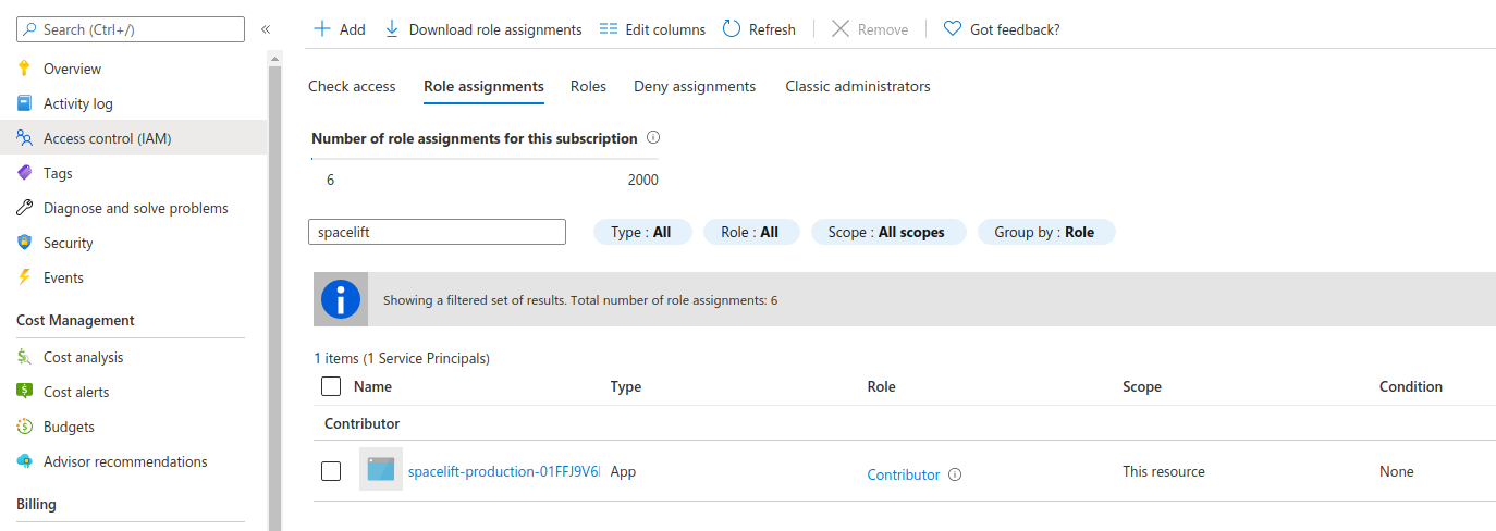 setting up permissions in Azure