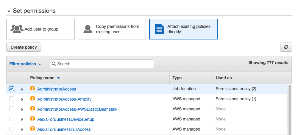 Set permissions