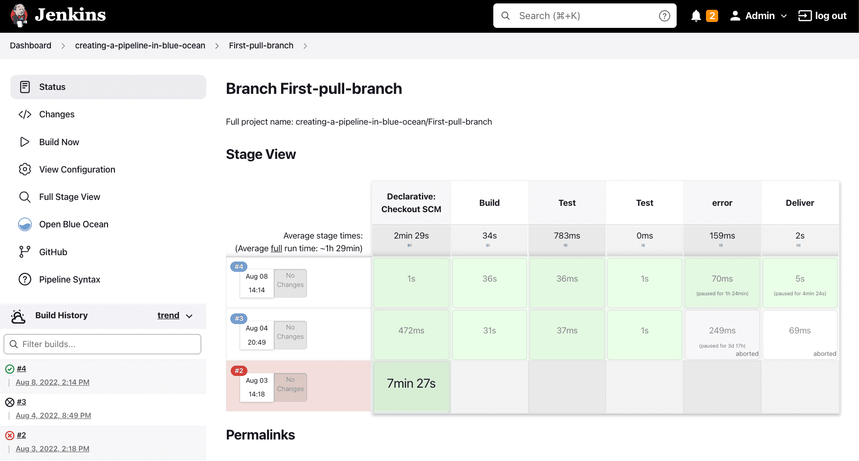 a screenshot showing jenkins dashboard ui
