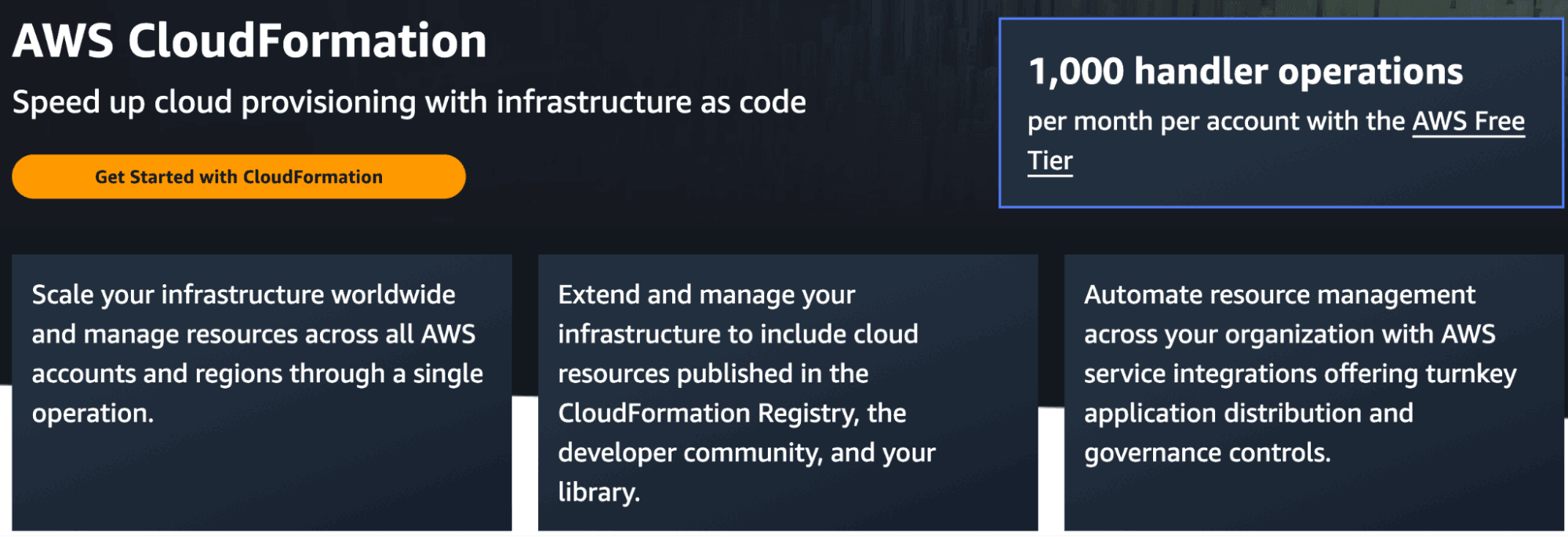AWS CloudFormation page screenshot