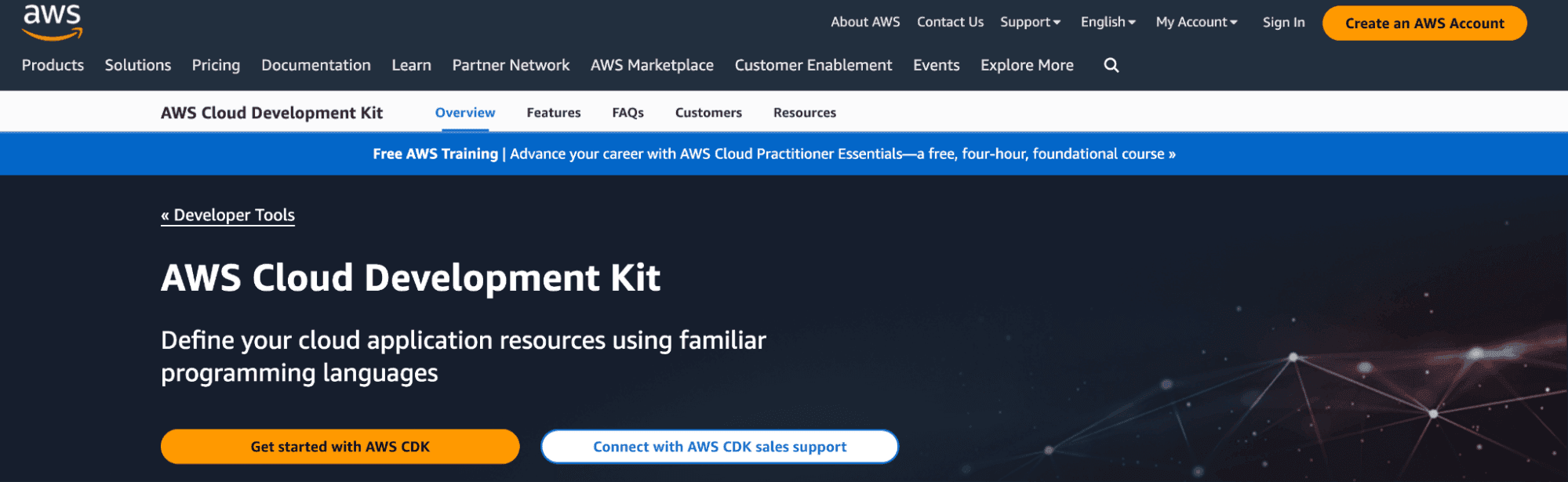 aws cdk page screenshot