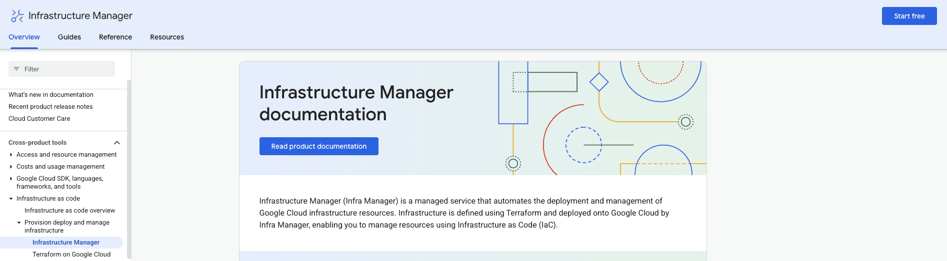 Google Infra Manager page screenshot