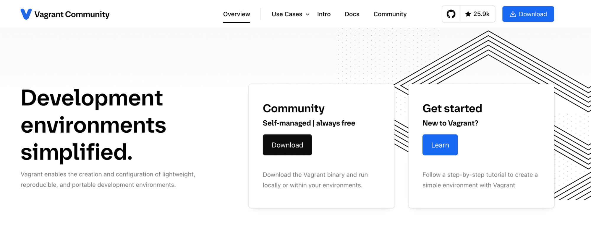 vagrant homepage screenshot
