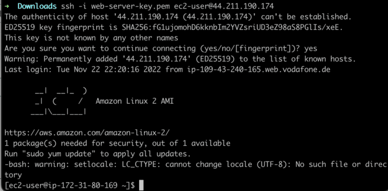 reconnecting to the EC2 instance via SSH