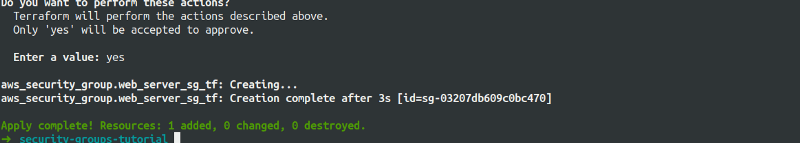 creating a security group - terraform