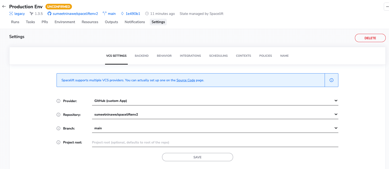 manage multiple terraform env spacelift stacks