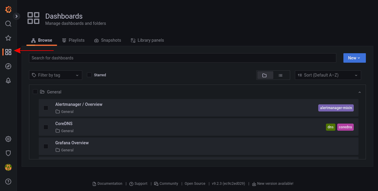 prometheus monitoring Dashboards screen