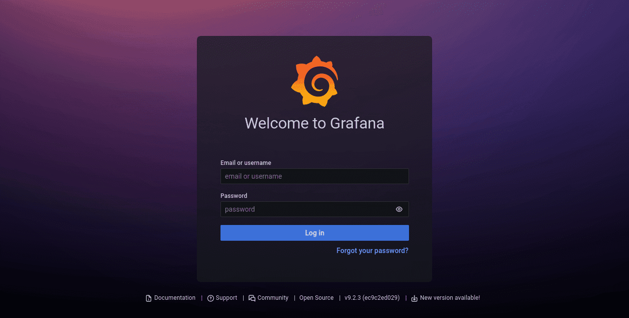 prometheus monitoring Grafana login page