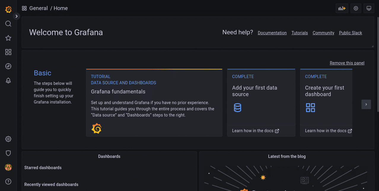 prometheus monitoring Grafana welcome page