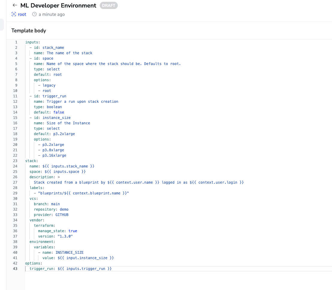 blueprints ml developer environment