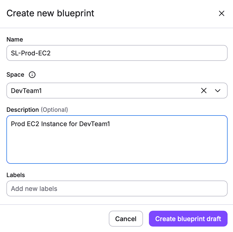 create new spacelift blueprint
