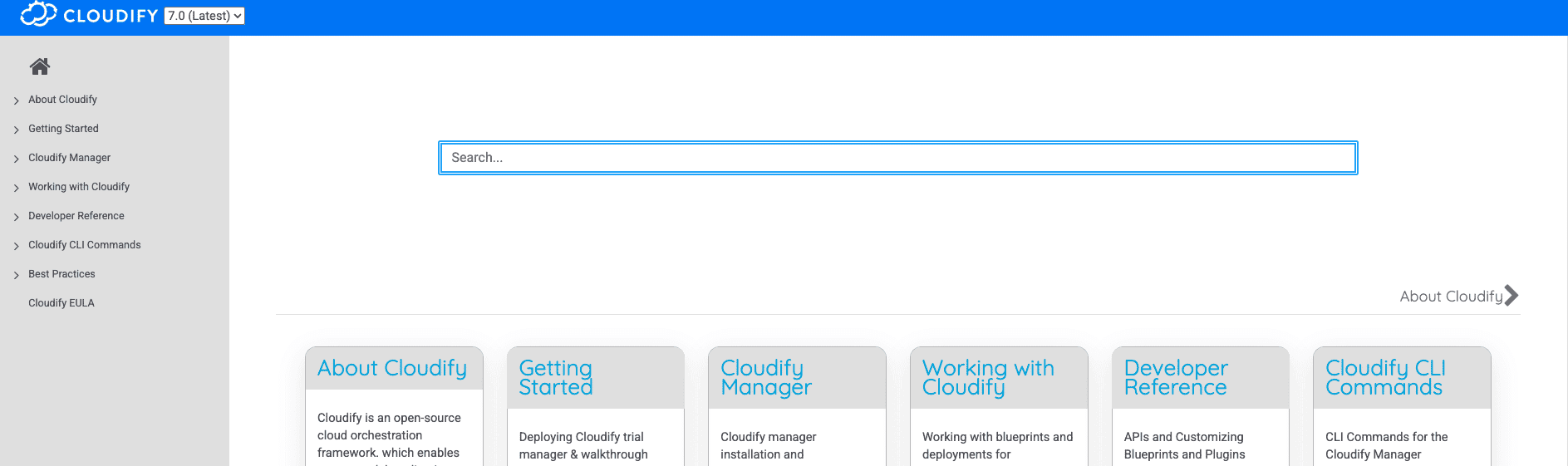 screenshot showing cloudify documentation