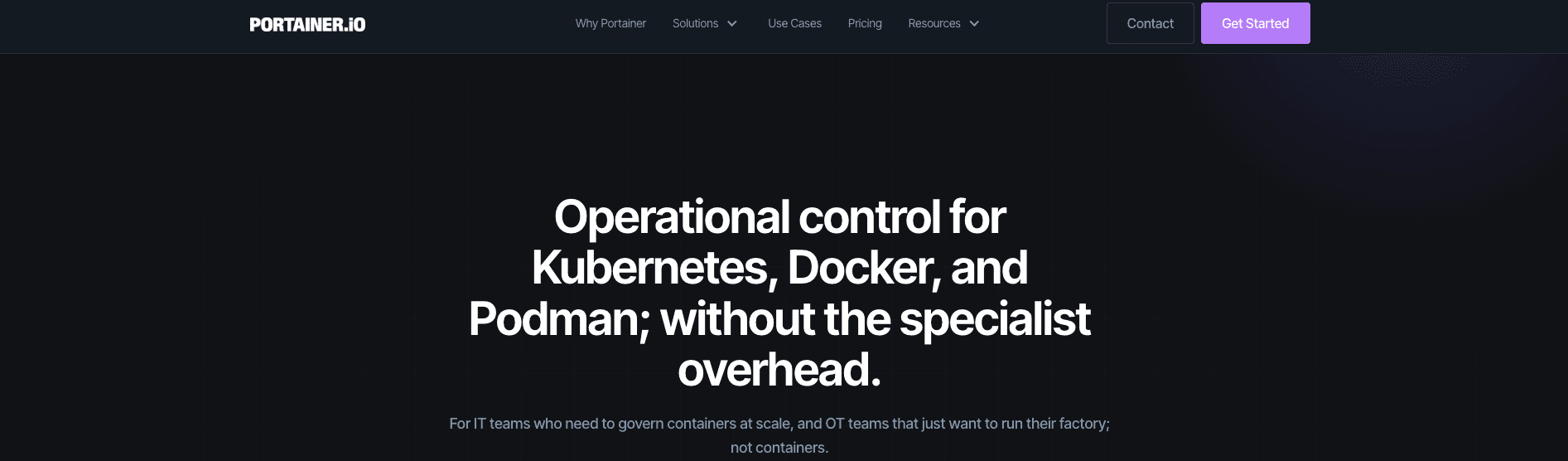 screenshot showing Portainer homepage