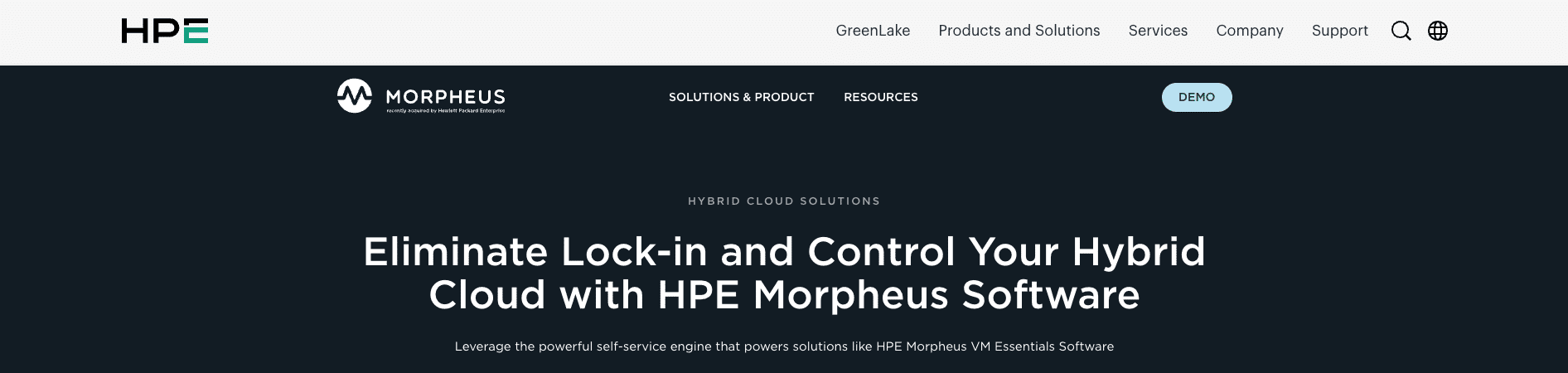 Morpheus data homepage screenshot