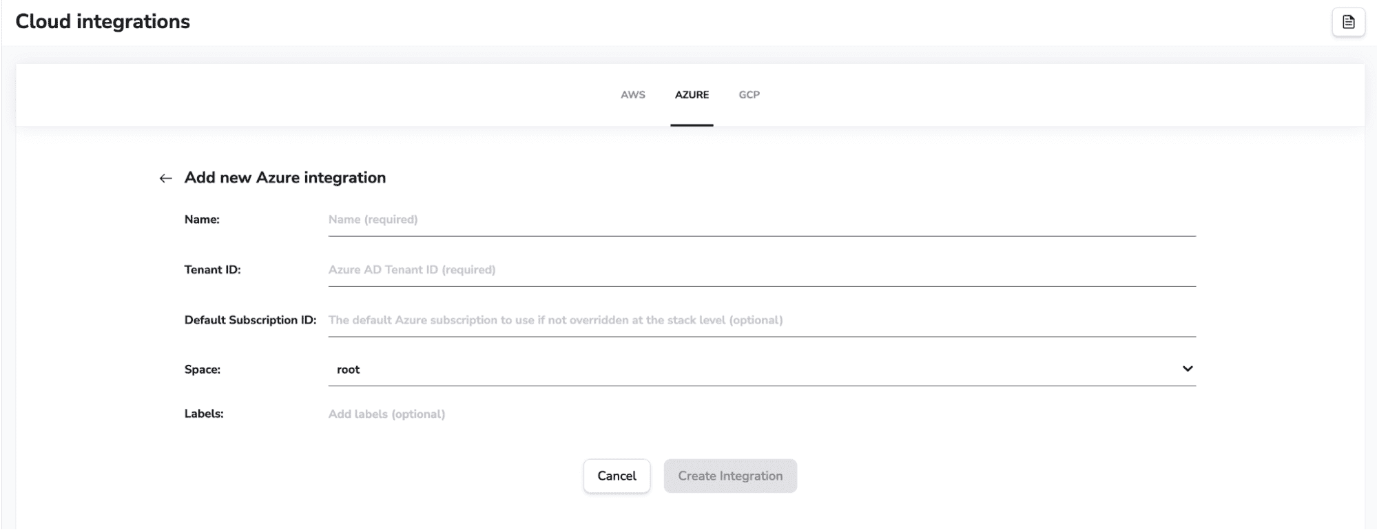 spacelift account - cloud integrations