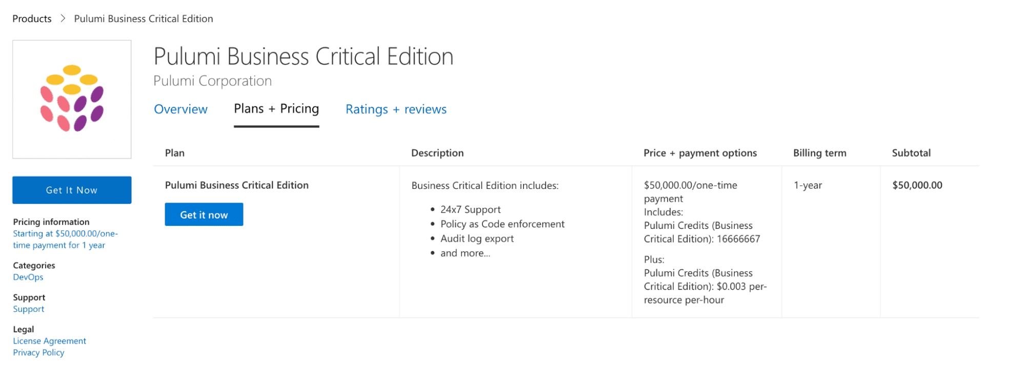 Pulumi Business Critical Edition cost