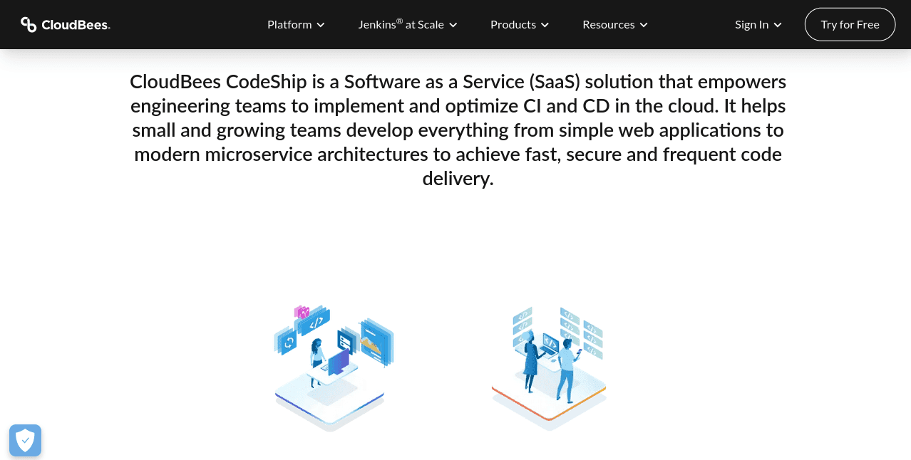 screenshot showing codeship page on the cloudbees website