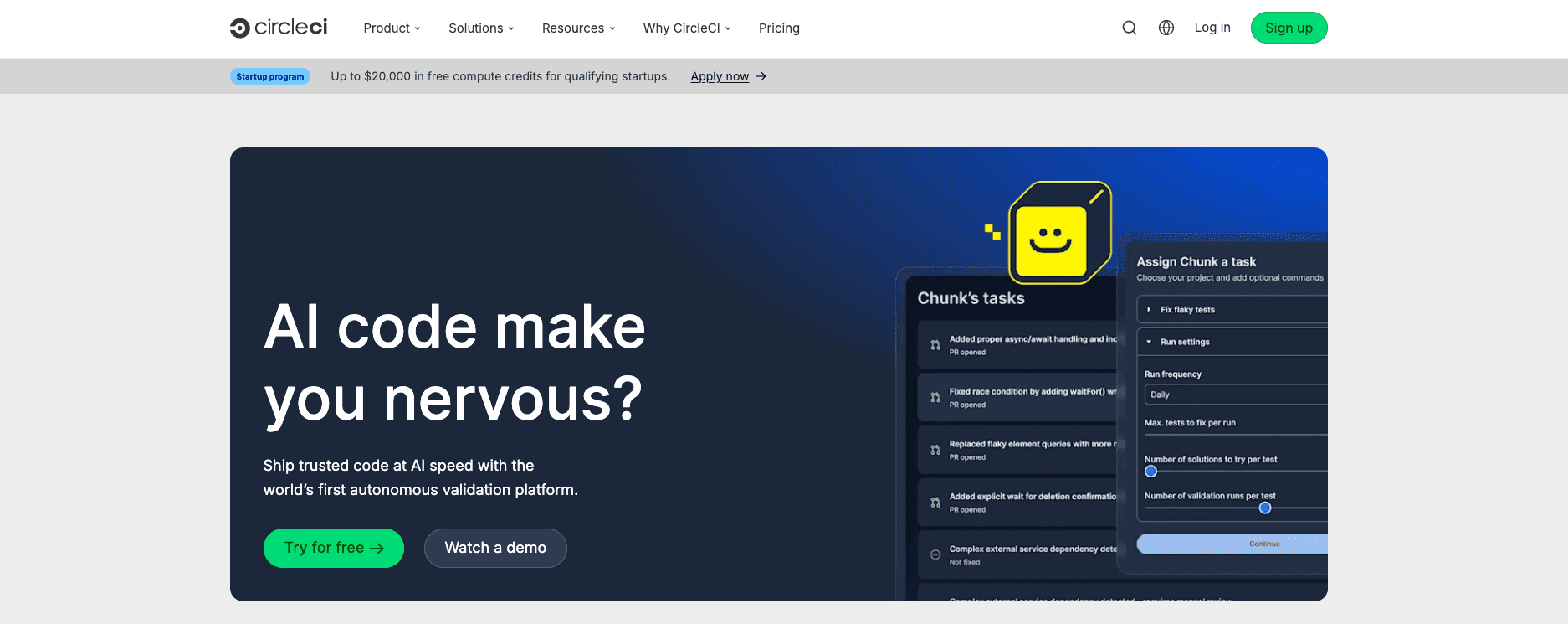 Terraform alternative circleci homepage screenshot