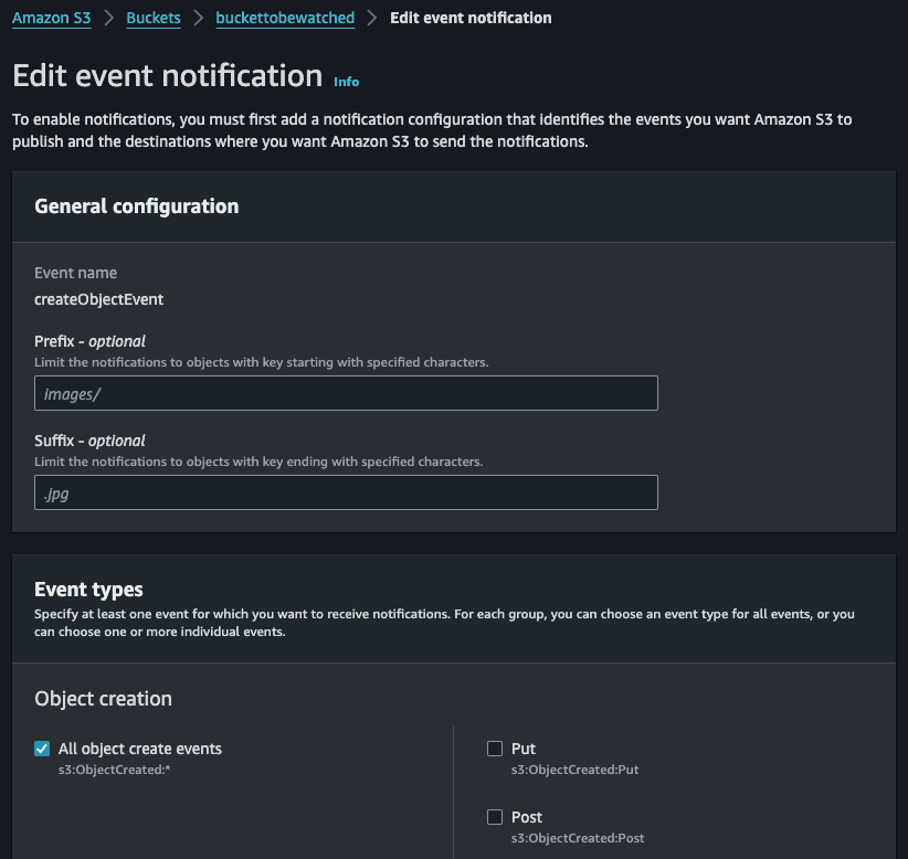 event notifications in Amazon EventBridge