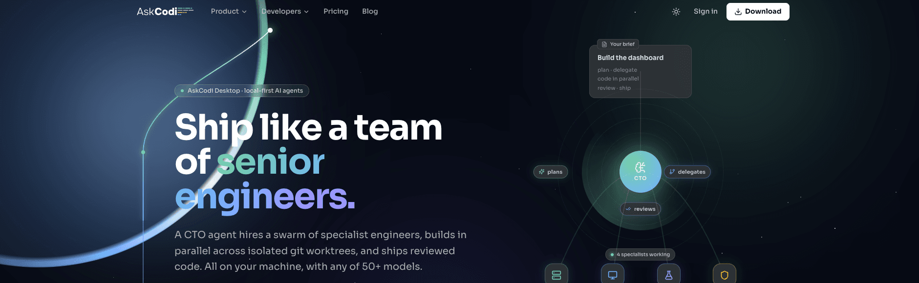 screenshot showing ask codi homepage
