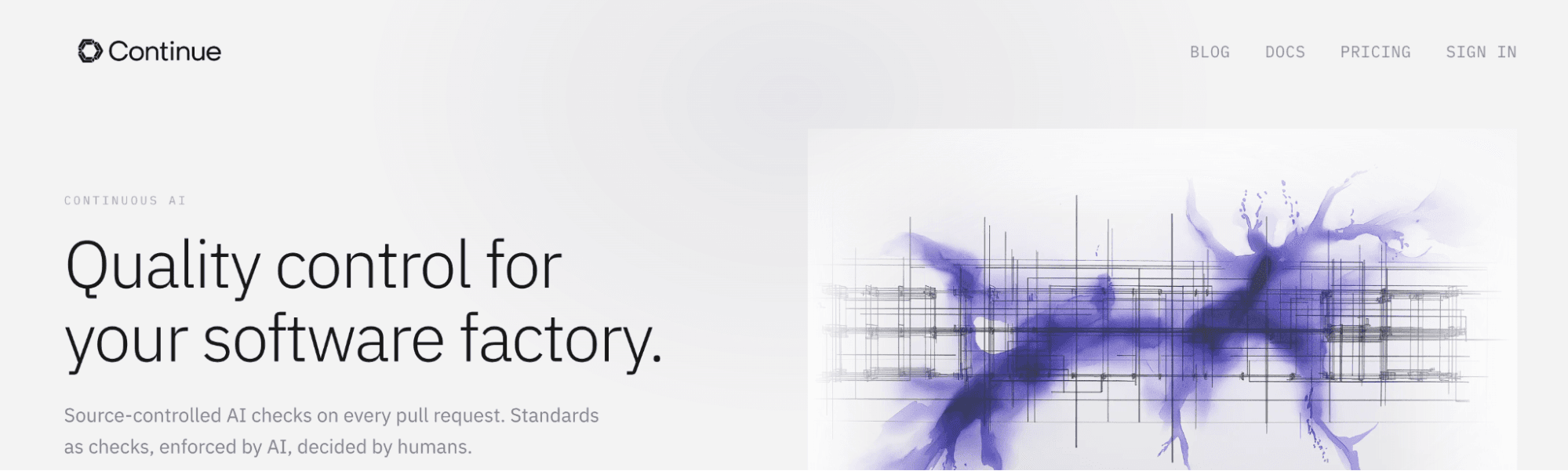 screenshot showing continue dev homepage