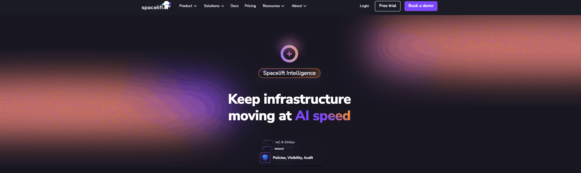 screenshot showing spacelift intelligence page on the spacelift website