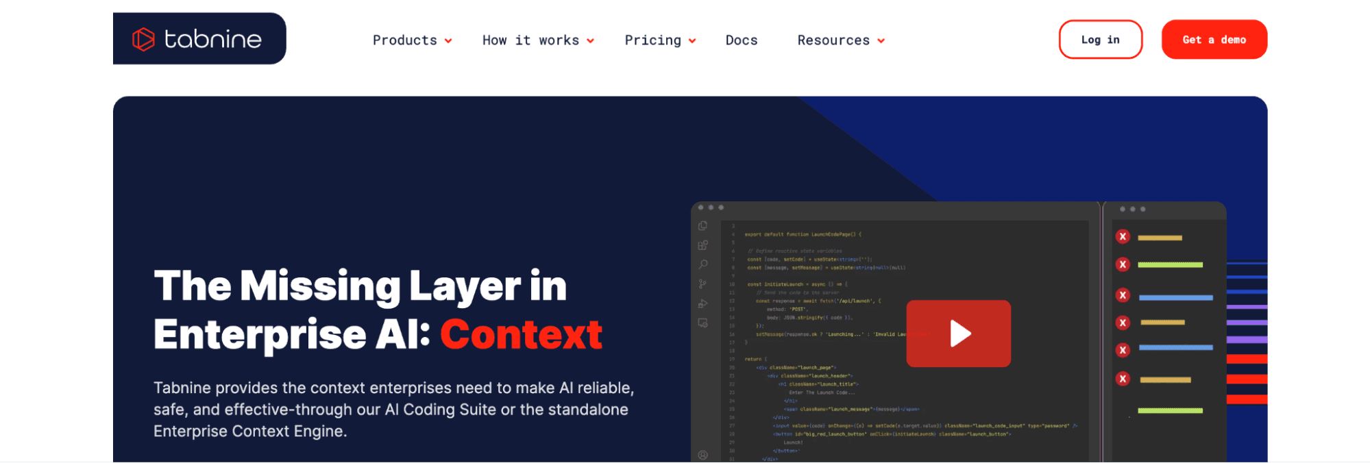 screenshot showing tabnine homepage