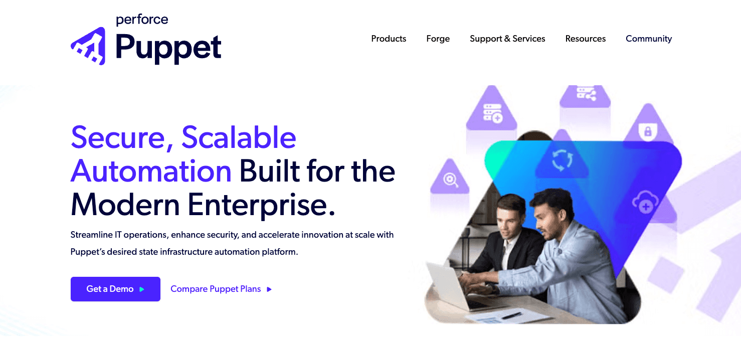 screenshot showing the puppet homepage