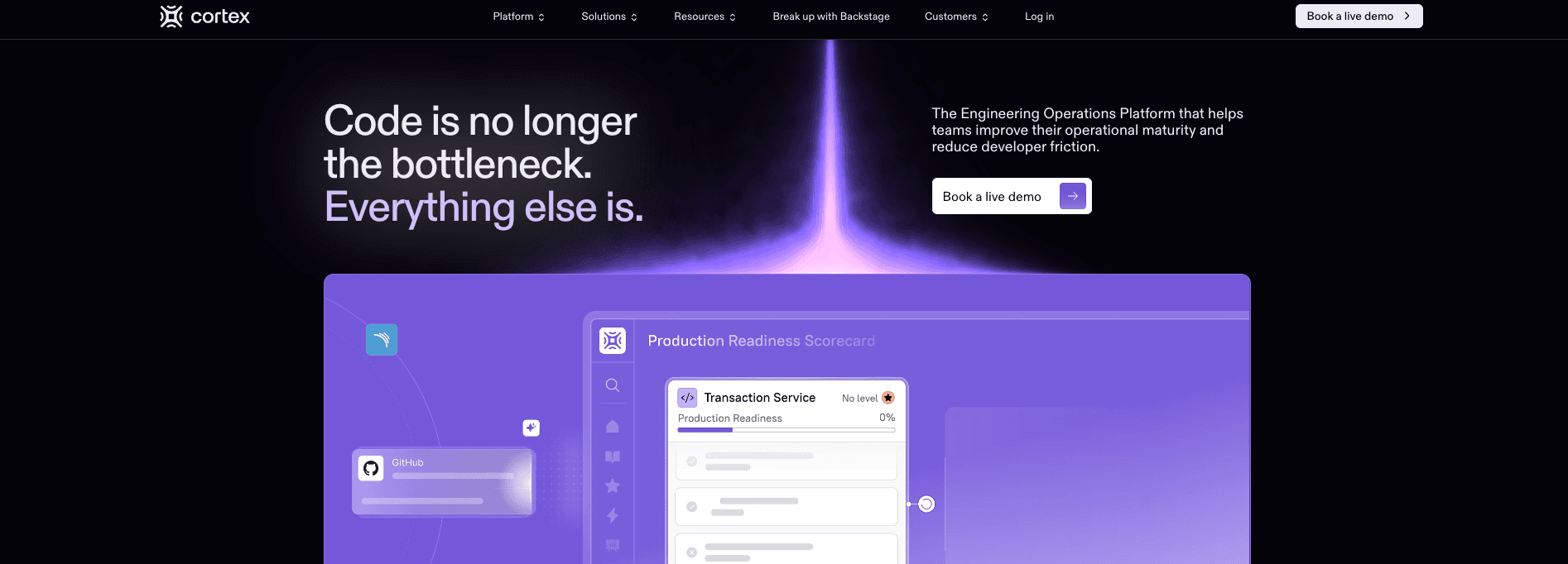 screenshot showing Cortex homepage