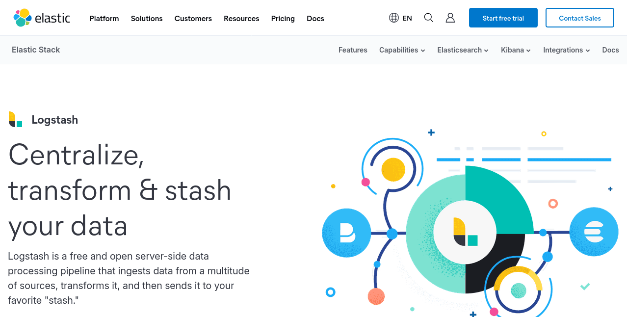 Screenshot from the Elastic website showing longstash page