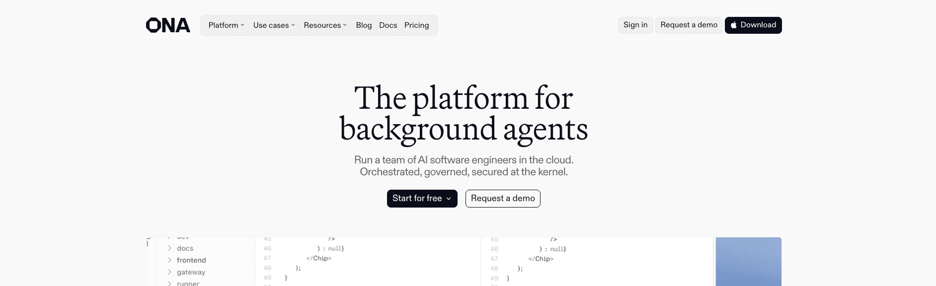 ona homepage screenshot