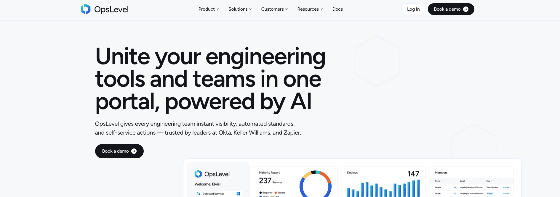 screenshot showing opslevel homepage