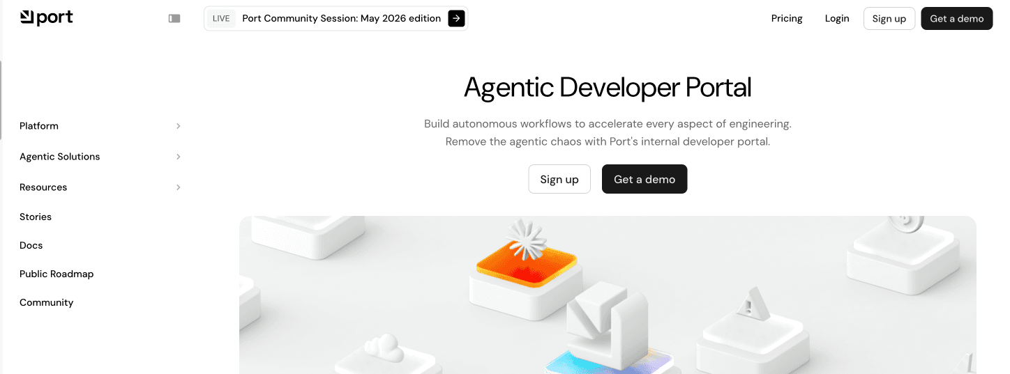 Screensshot showing port homepage