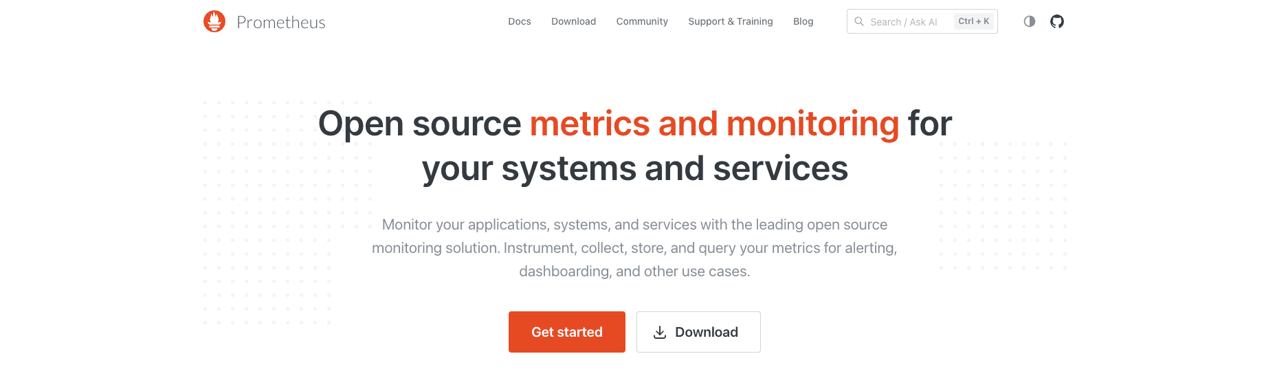 Screenshot showing Prometheus homepage