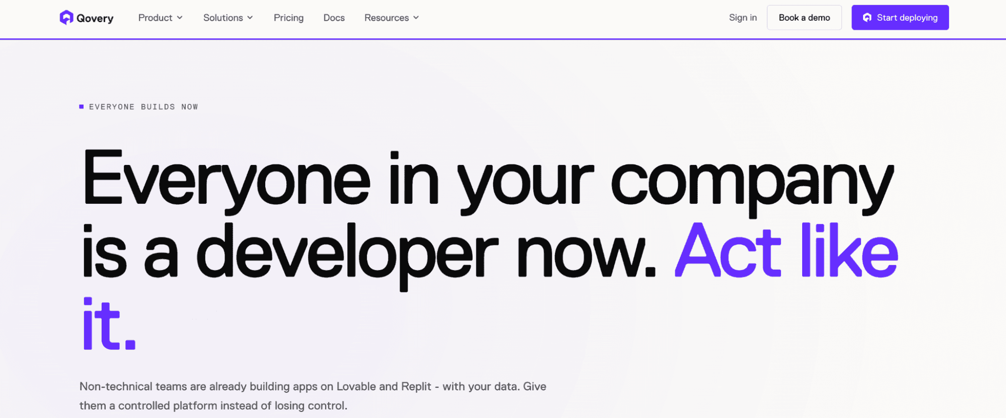 screenshot showing Qovery homepage