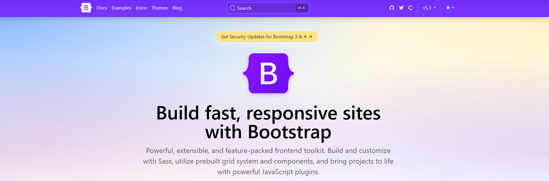 screenshot showing bootstrap homepage
