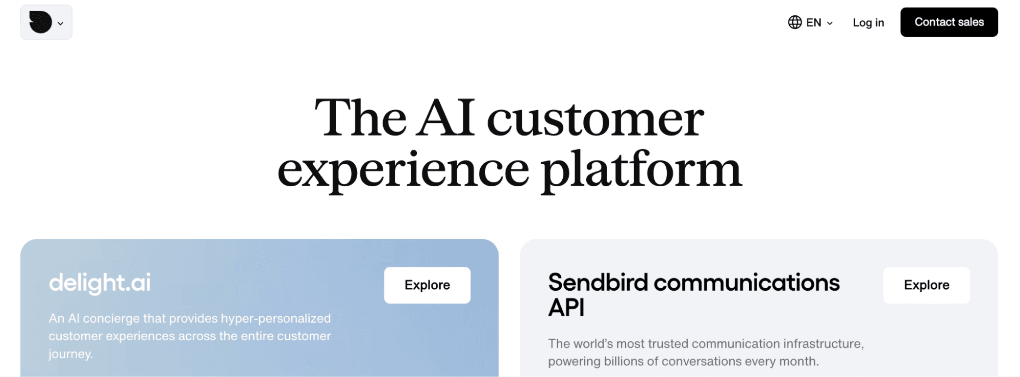 screenshot showing sendbird homepage