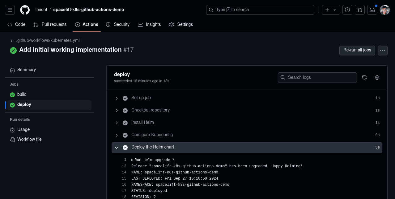 kubernetes github actions deployment