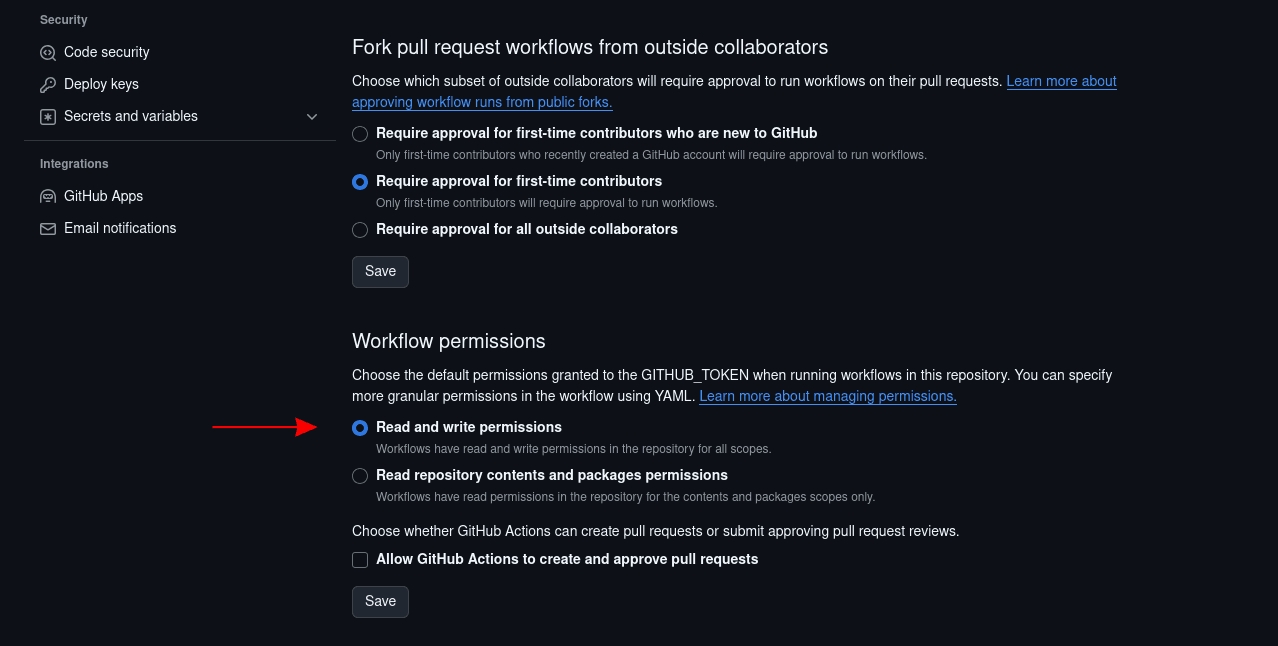 kubernetes github actions workflow permissions