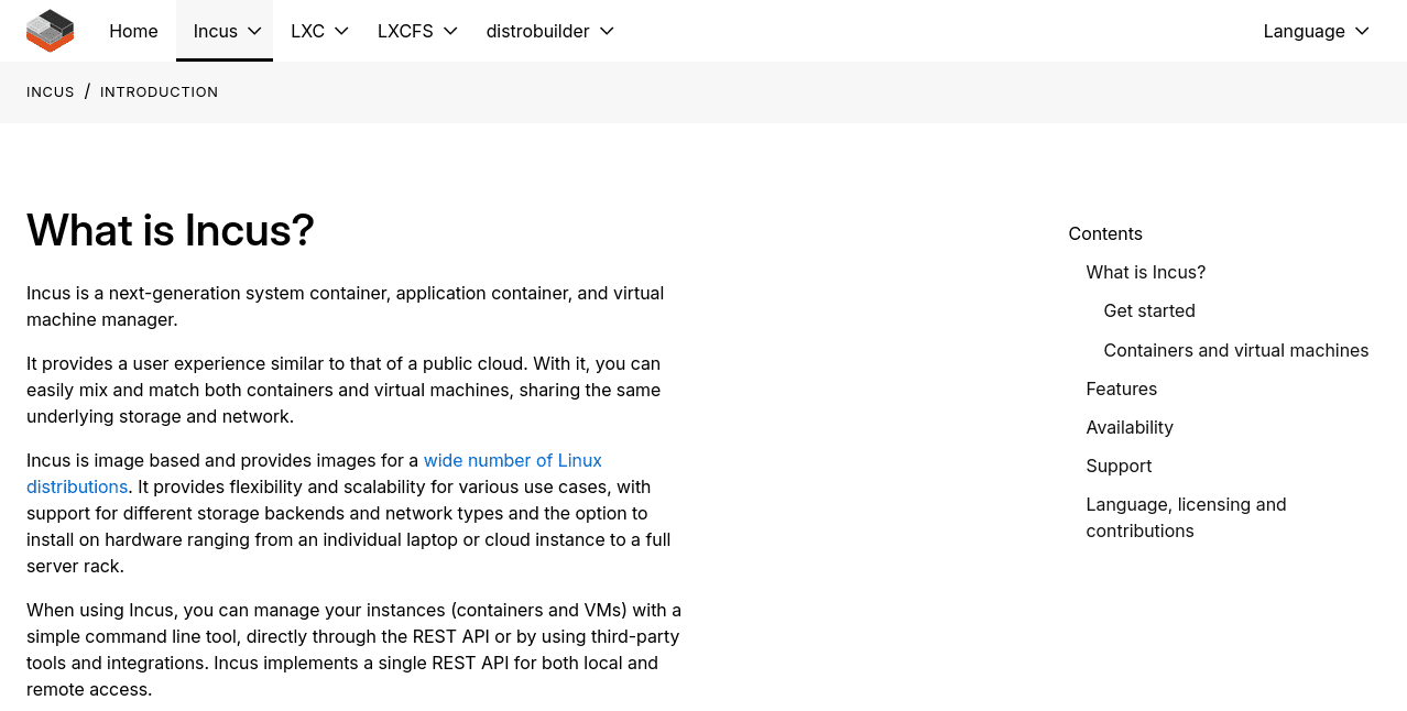 Kubernetes alternative LXD documentation screenshot example