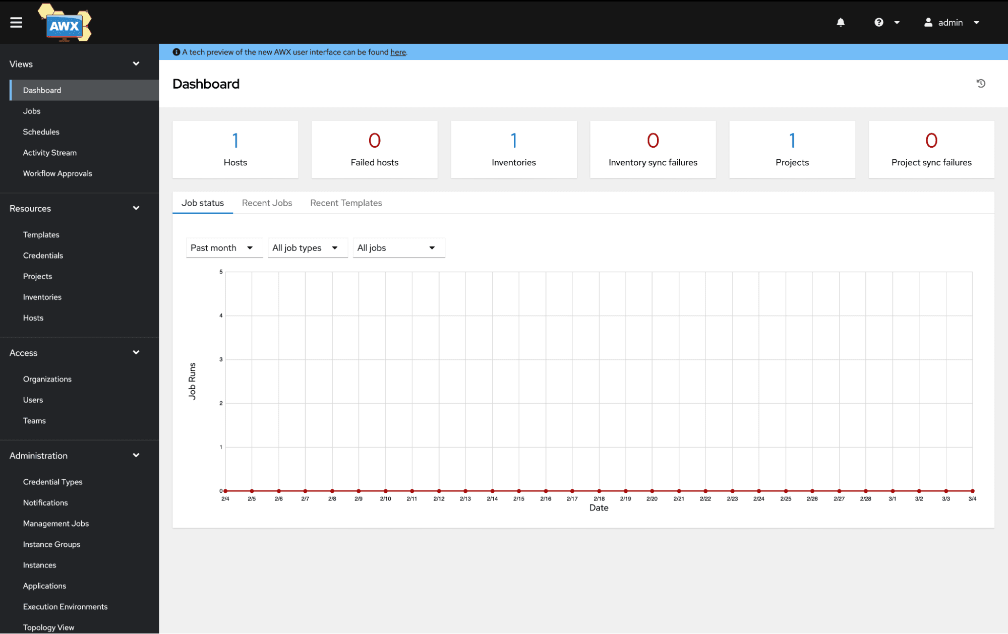screenshot from aws ui showing the main dashboard view