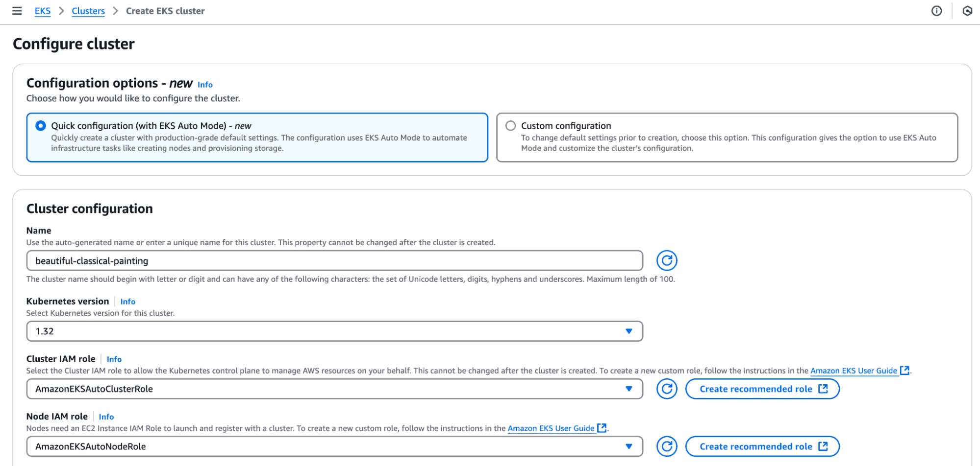 Create an EKS Auto Mode cluster