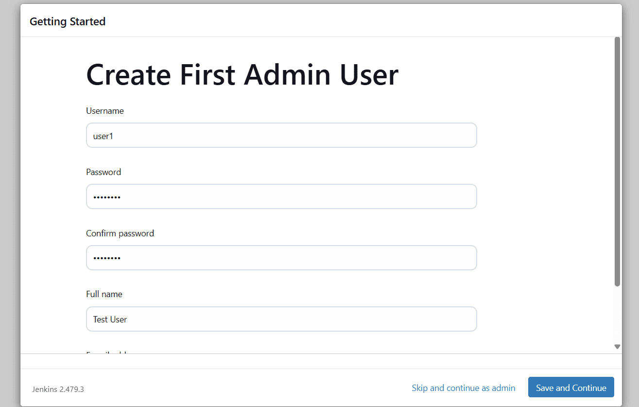 First Administrator User jenkins