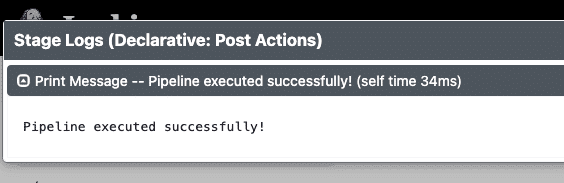 jenkins stage logs successful