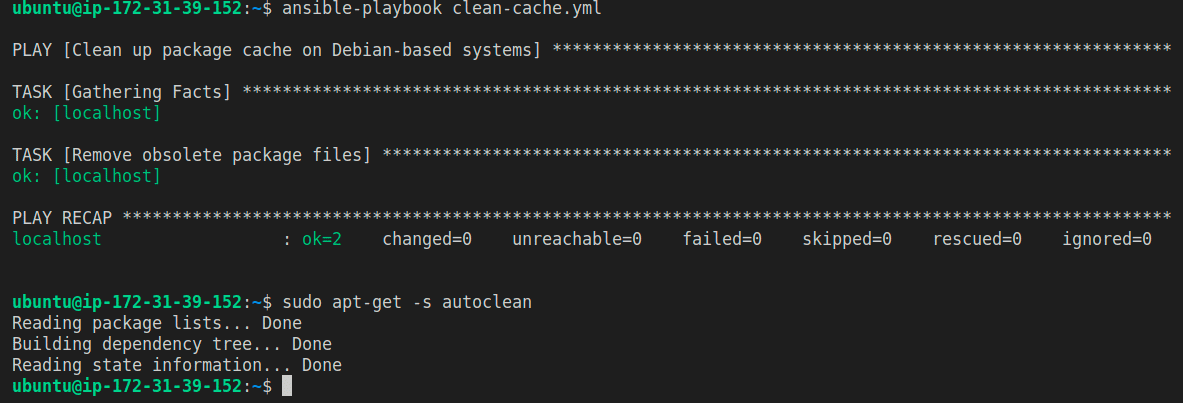 Clean up the package cache ansible apt