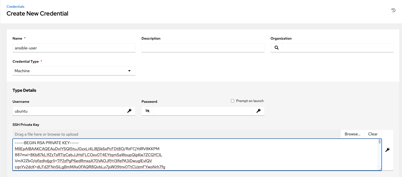 ansible awx create new credential