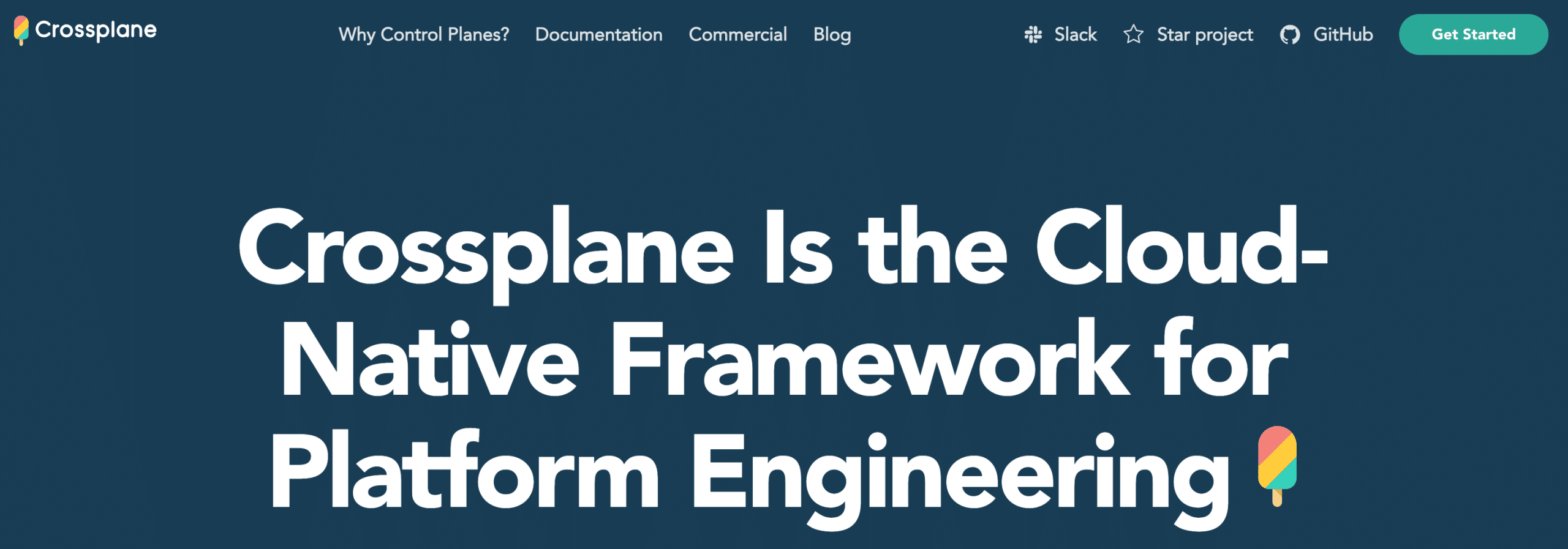 screenshot showing crossplane homepage