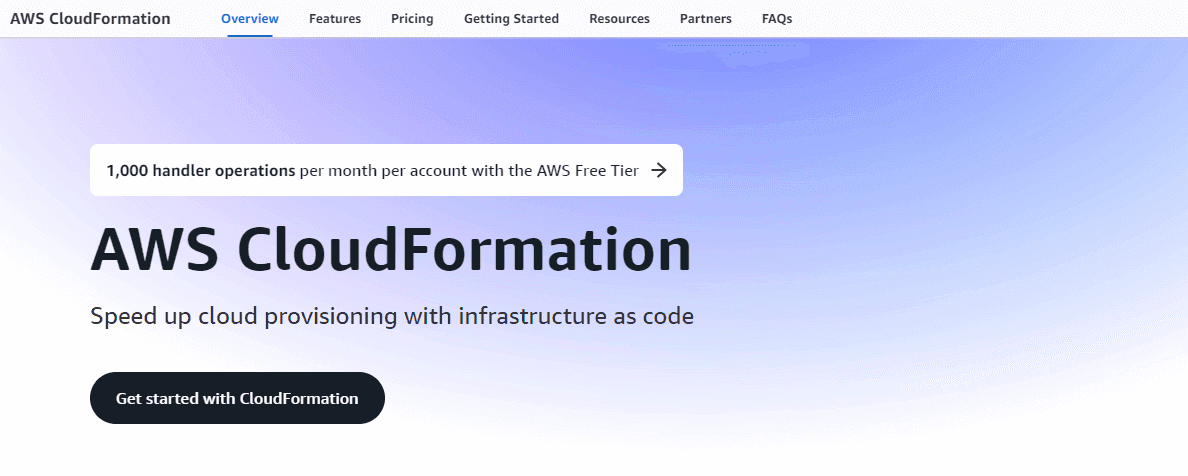 screenshot showing the aws cloudformation page on the aws website