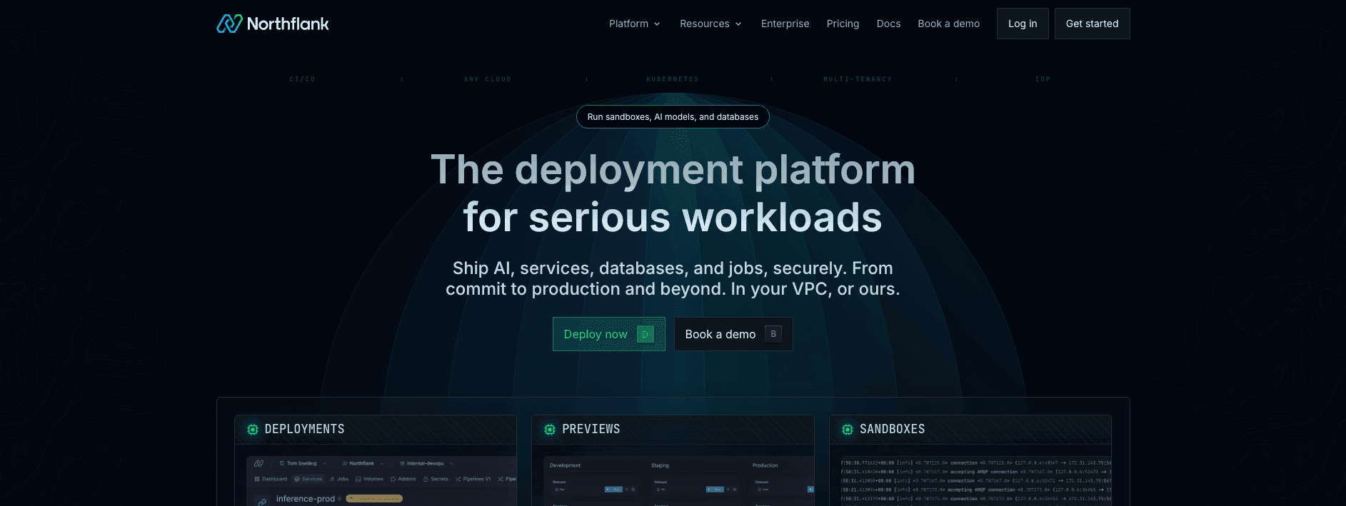 screenshot showing the northflank homepage