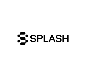 splash logo in black on white background